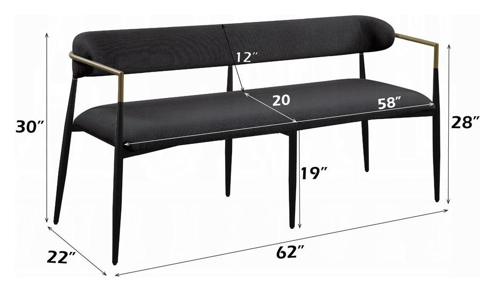 Jaramillo Black Upholstered 62" Dining Bench