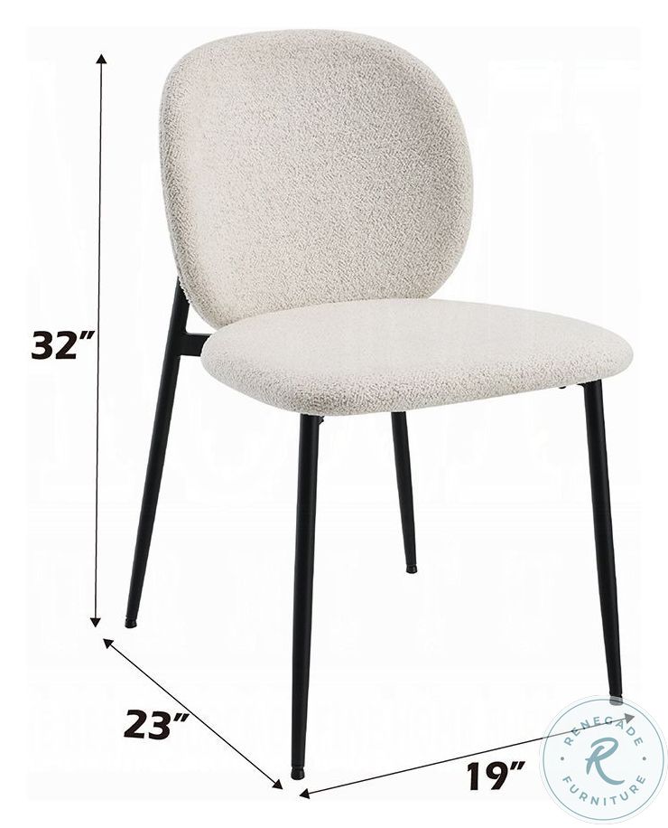 Klaus White Boucle and Black Side Chair Set of 2