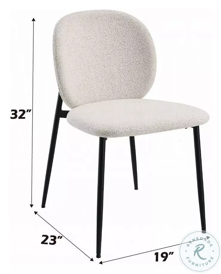 Klaus White Boucle and Black Side Chair Set of 2