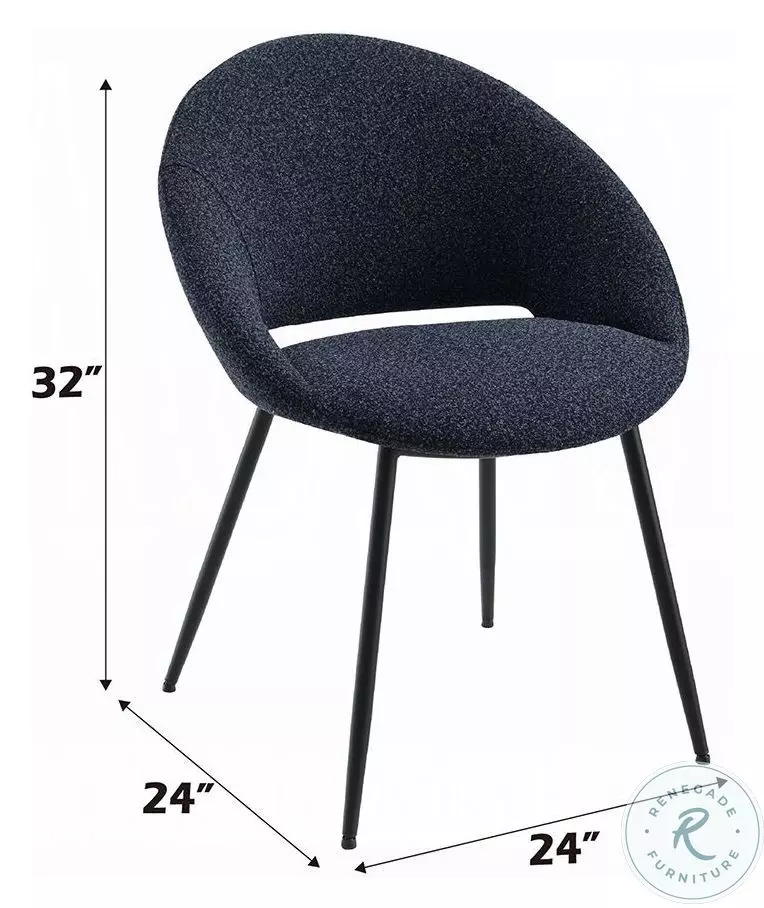 Klaus Black Boucle and Black Side Chair Set of 2