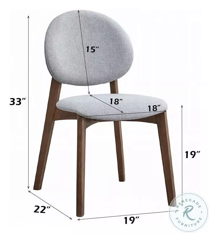 Hadasa Light Gray Linen and Walnut Side Chair Set of 2
