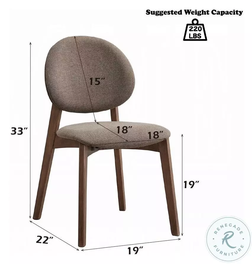 Hadasa Light Brown Linen and Walnut Side Chair Set of 2