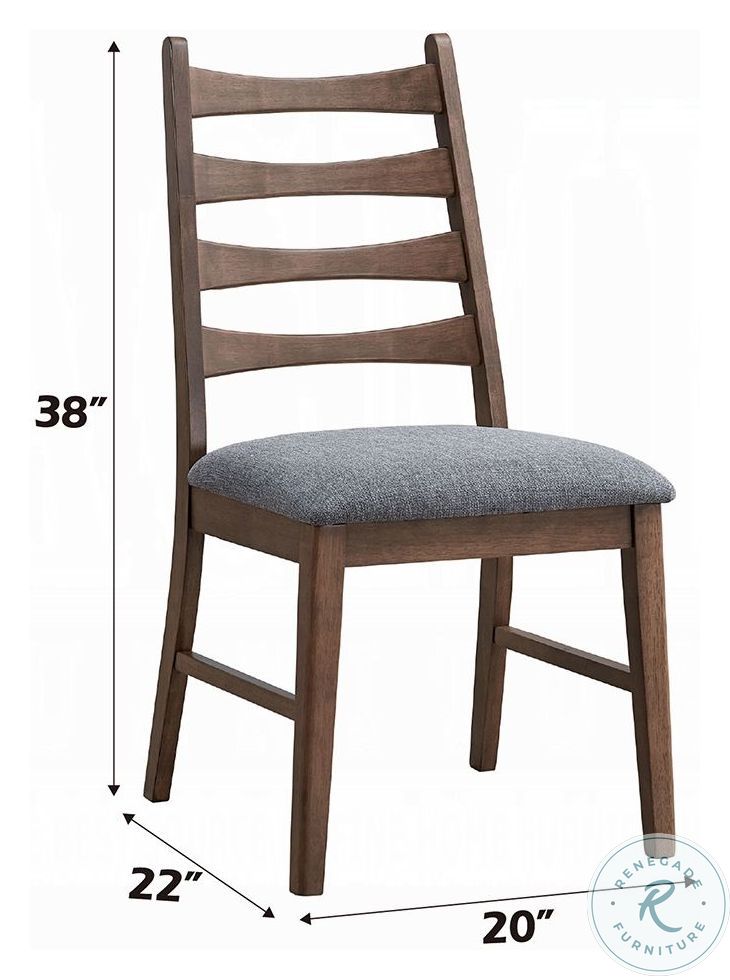 Mayah Dark Gray Linen and Walnut Side Chair Set of 2