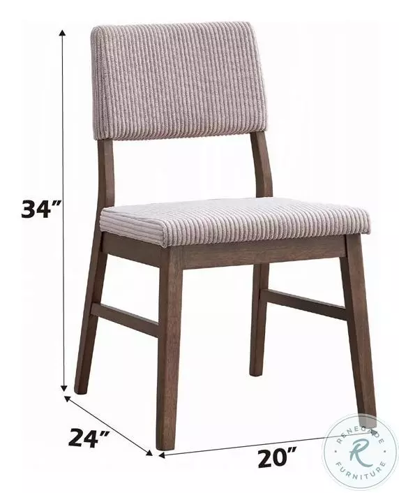 Seda Dusty Mauve Corduroy and Walnut Side Chair Set of 2