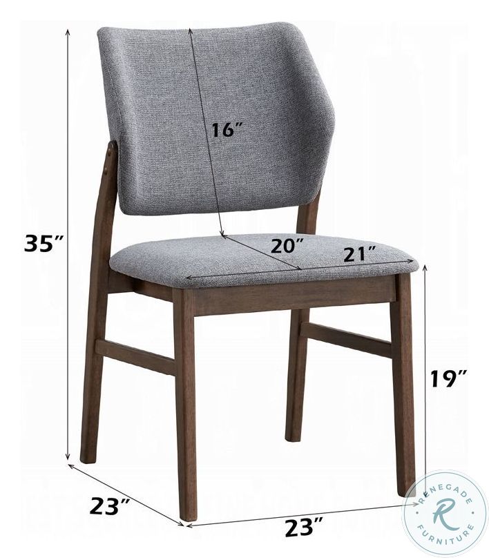 Sarha Light Gray Linen and Walnut Side Chair Set of 2