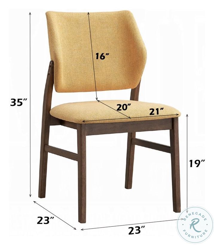 Sarha Yellow Linen and Walnut Side Chair Set of 2