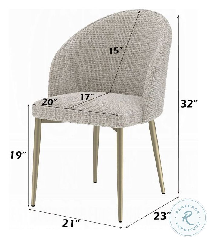 Cora Champagne Fabric Side Chair Set of 2