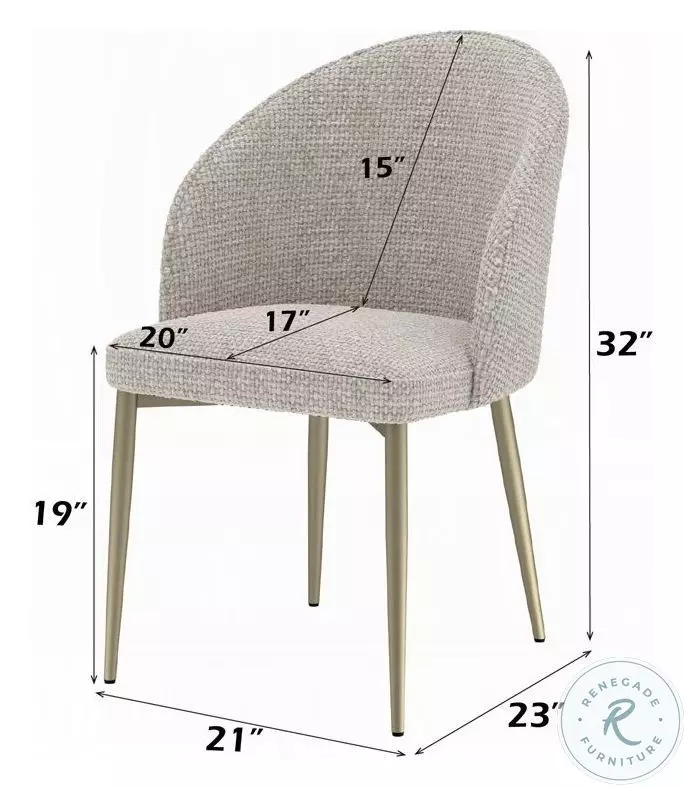 Cora Champagne Fabric Side Chair Set of 2