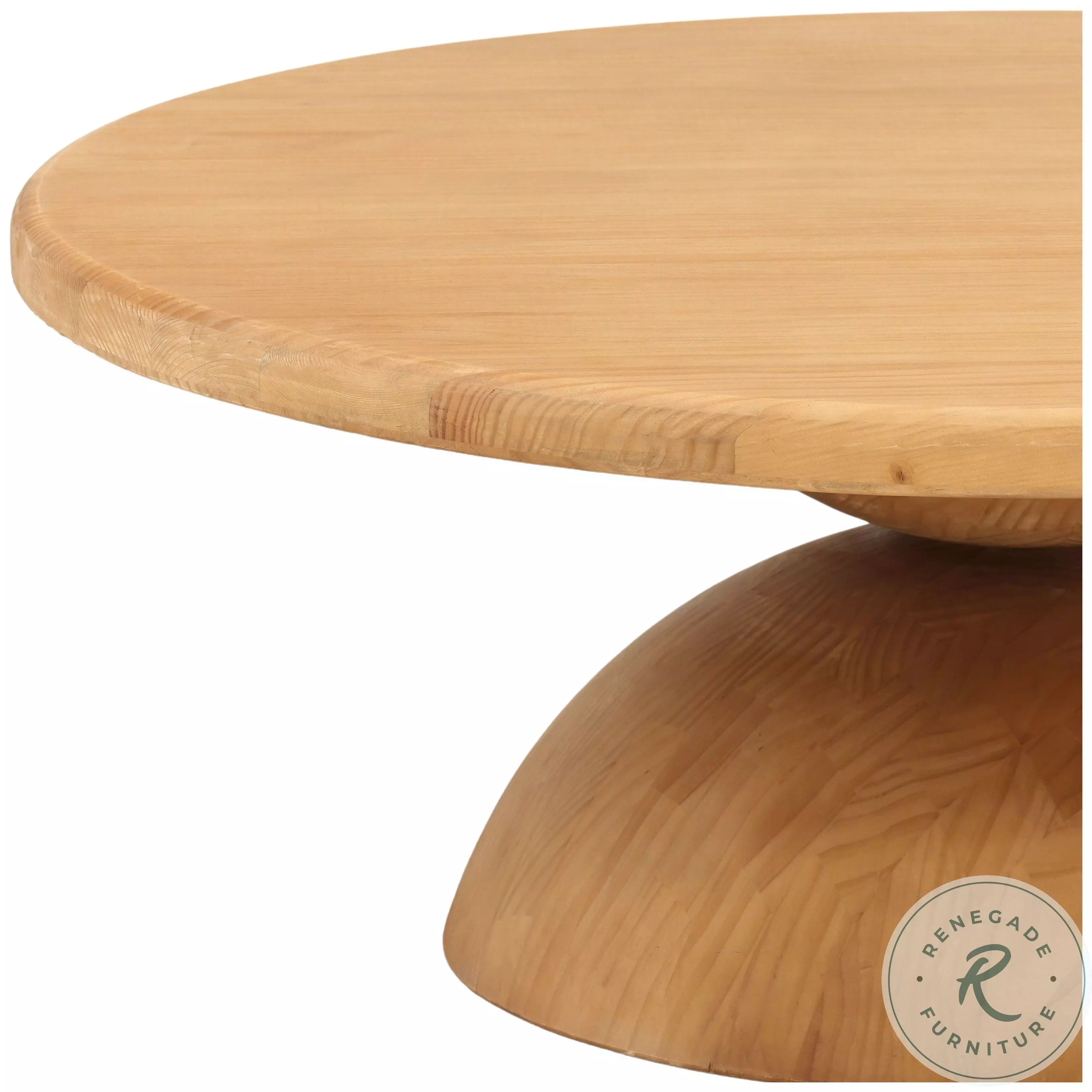★mi★ColemanNaturalWoodRollTable 90 Chelsea Natural Oak Wood Round Dining Table From TOV