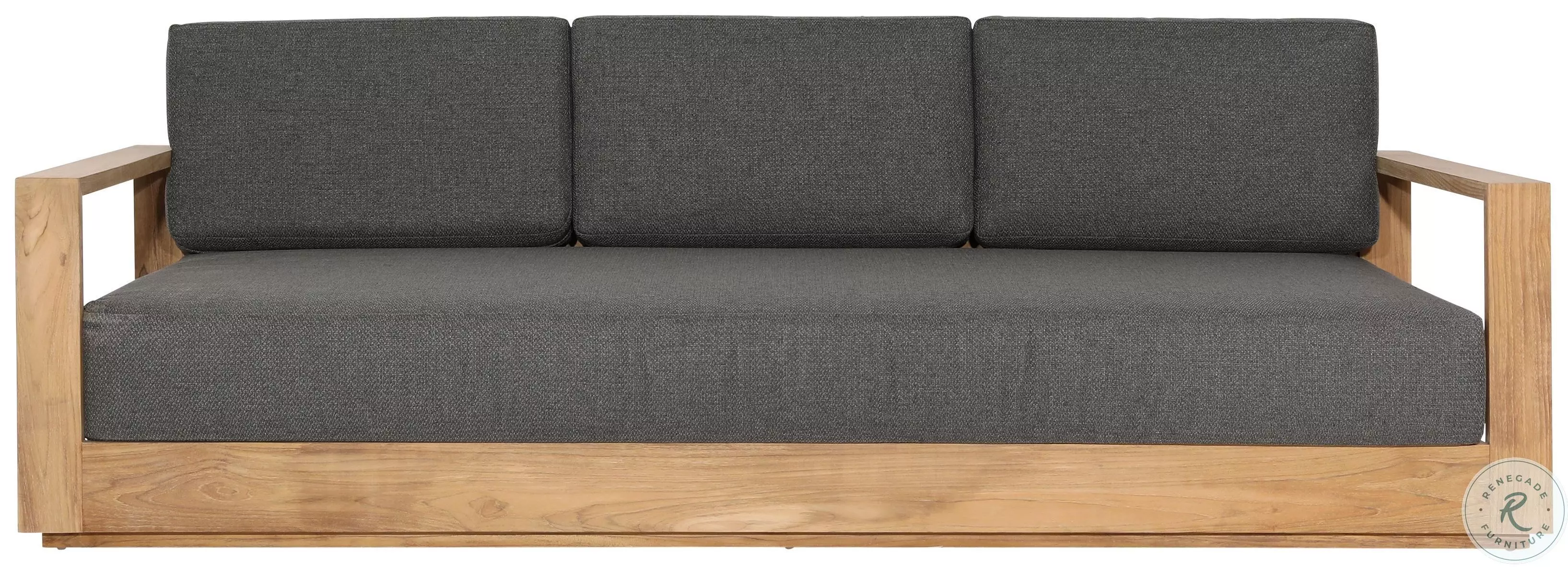 Darlen Charcoal And Natural Teak Outdoor Sofa From Dovelle Home