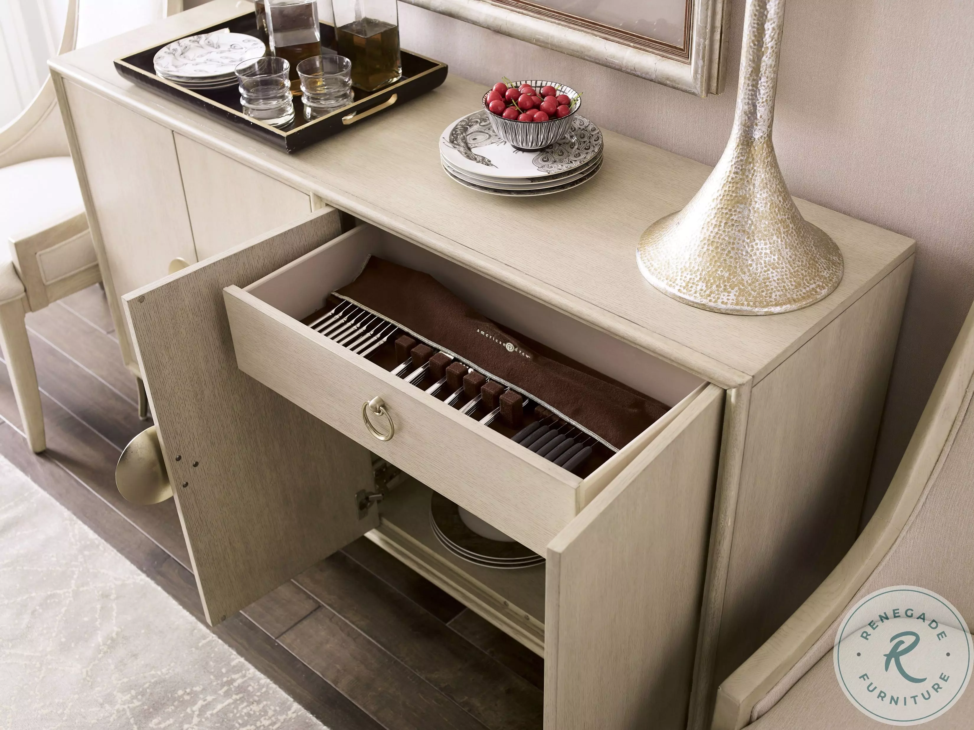 Lenox Laguna Alabaster And Brassy Champagne Credenza From Home