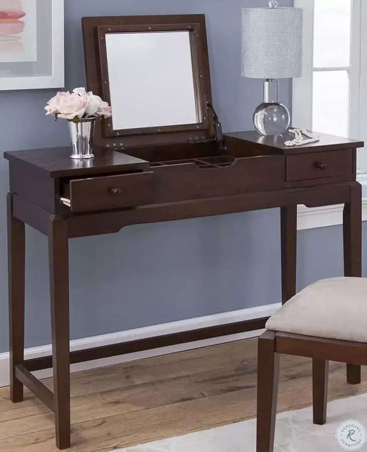 Home Accents Espresso Vanity Table with Mirror from John Thomas