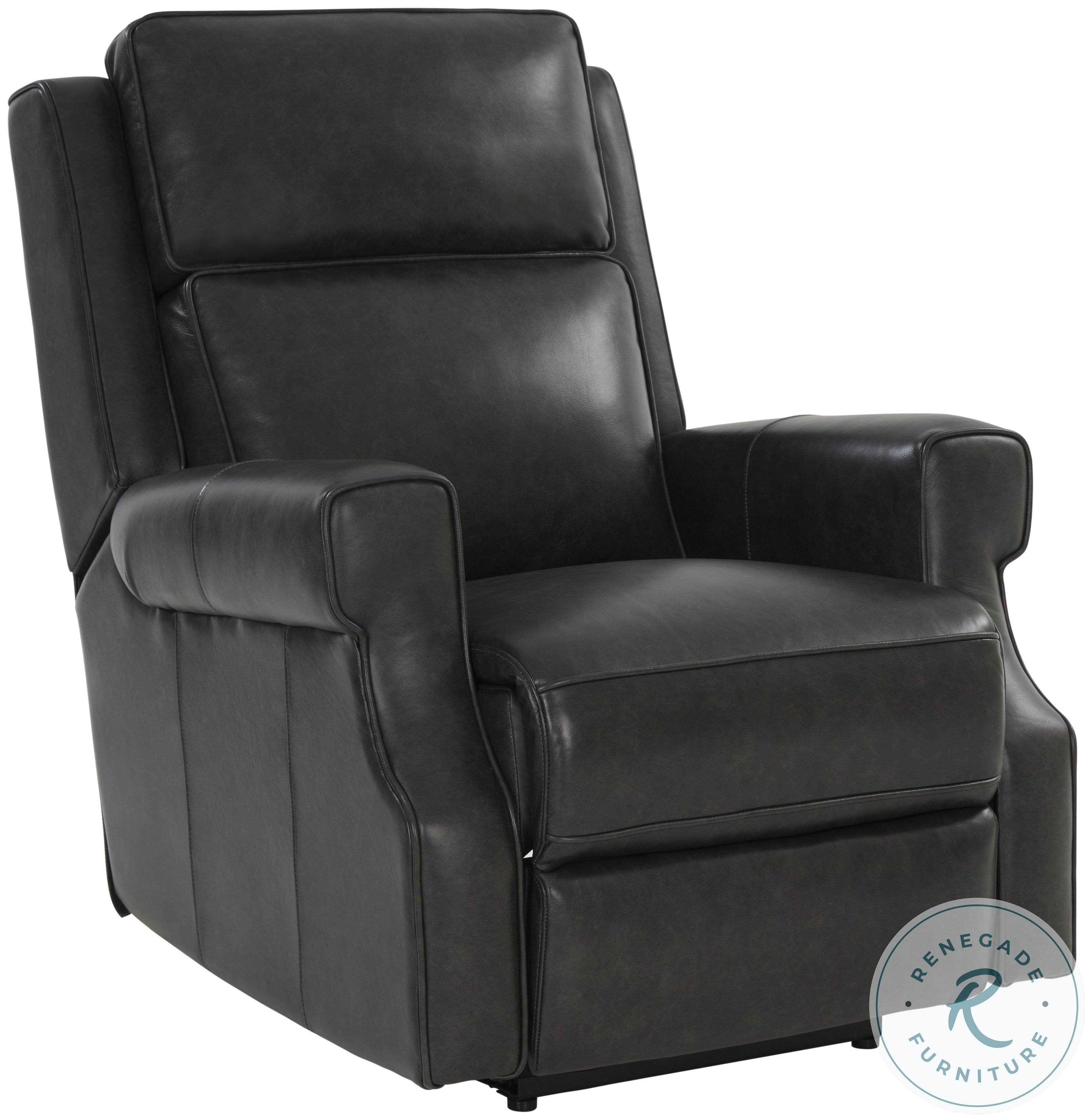 Durham Edgewater Charcoal Leather Power Recliner with Power Headrest