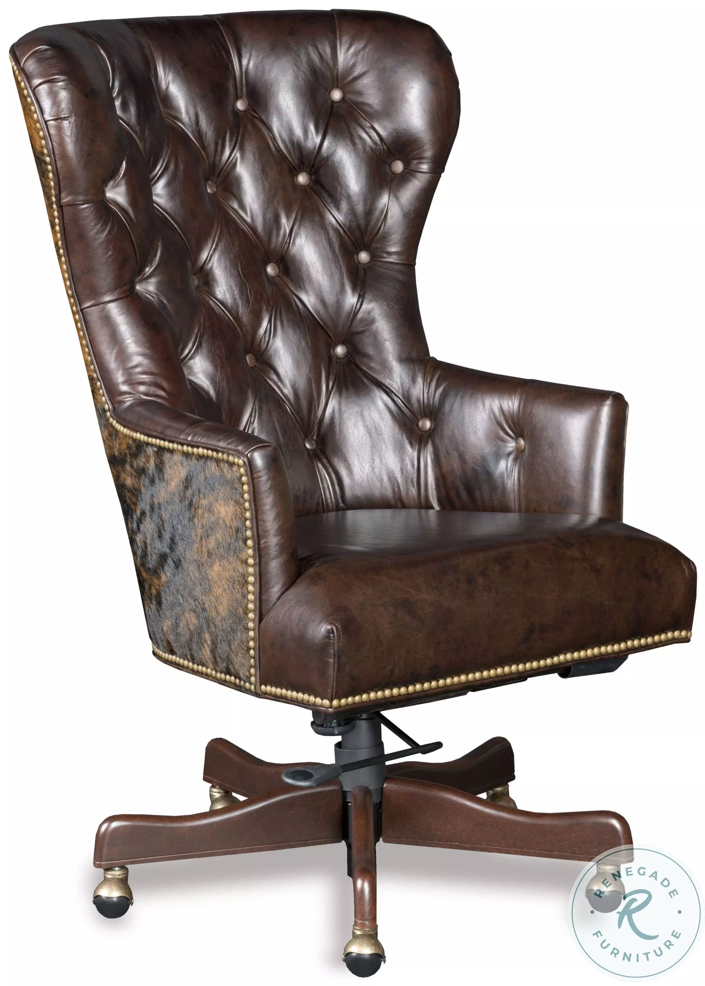 椅子 katharine-typhoon824 Katherine Brown Leather Home Office Swivel Chair from Hooker