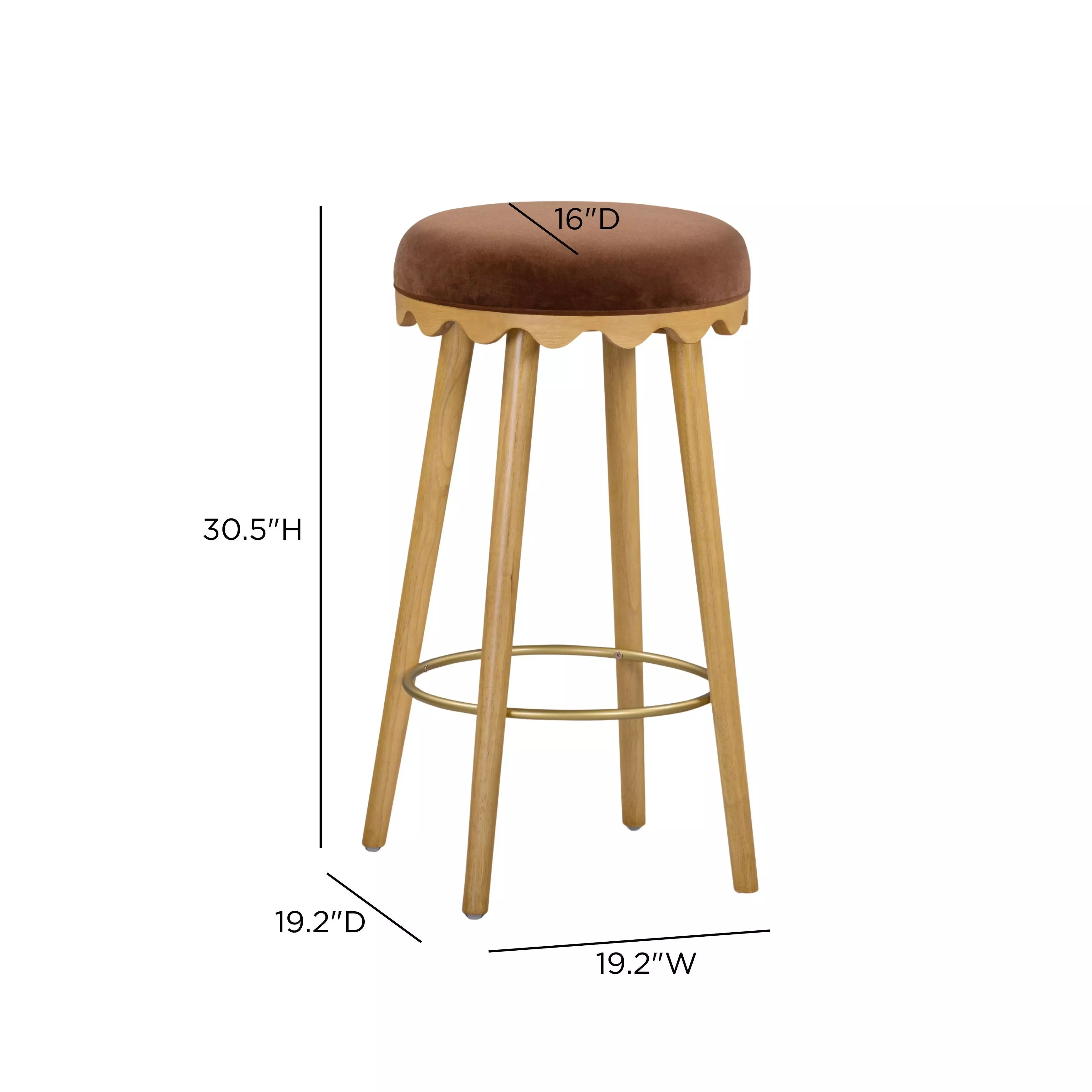 Oodle Bronze Performance Vegan Mohair Upholstered Bar Stool