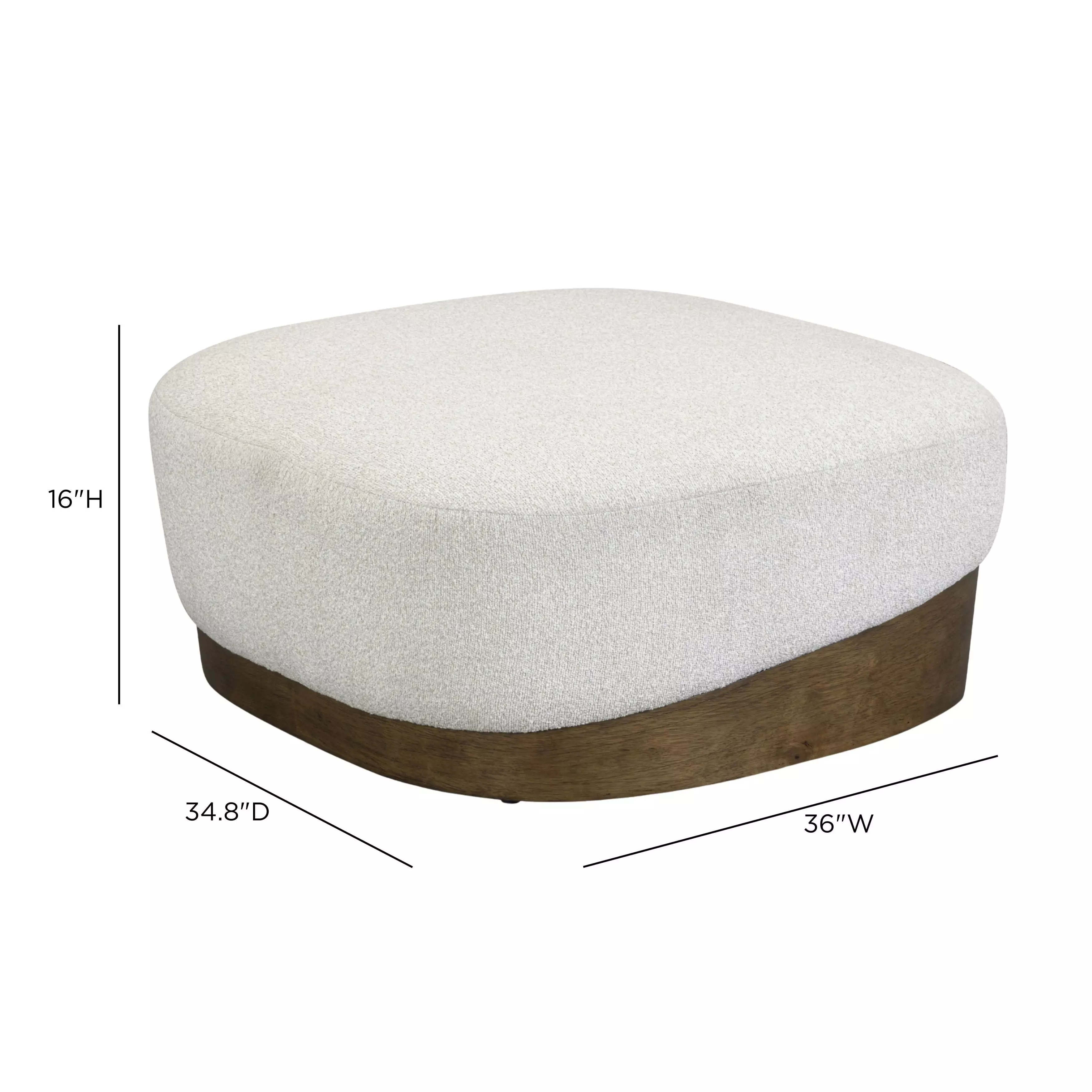 Domina Off White Upholstered Rectangular Ottoman