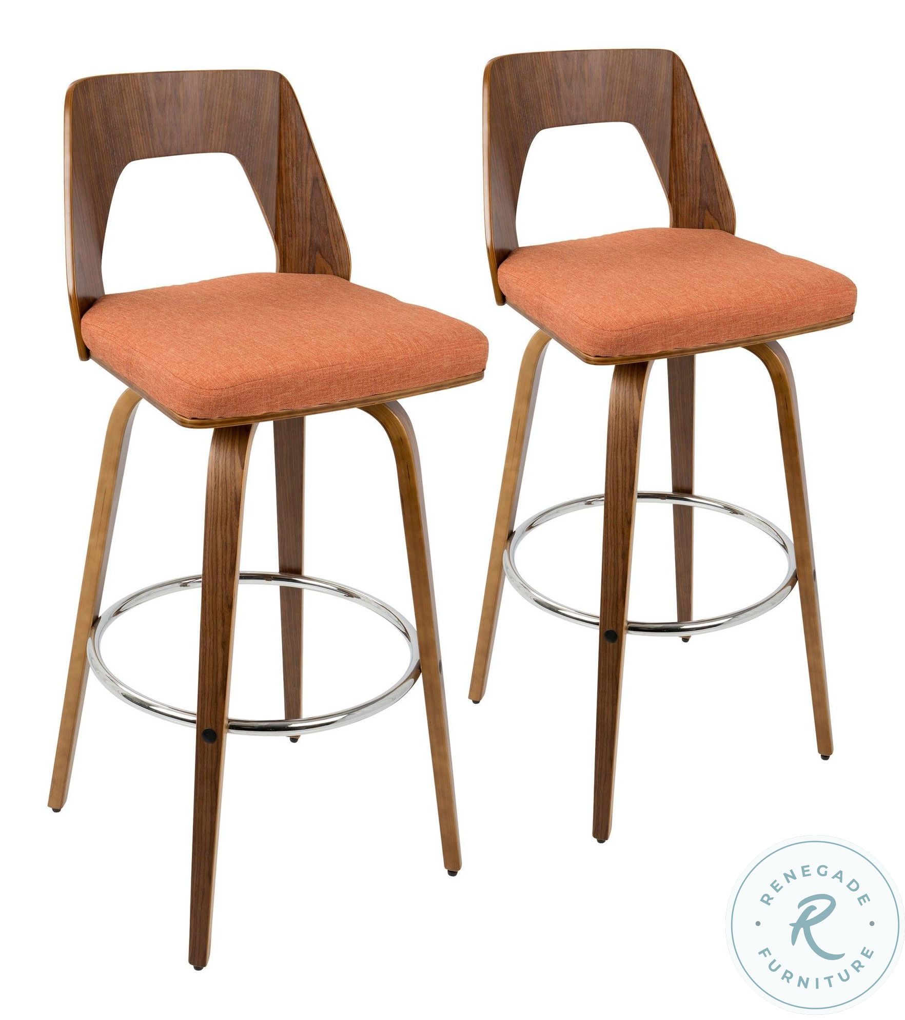 Trilogy Walnut and Orange Bar Stool Set of 2 From Lumisource Coleman Furniture