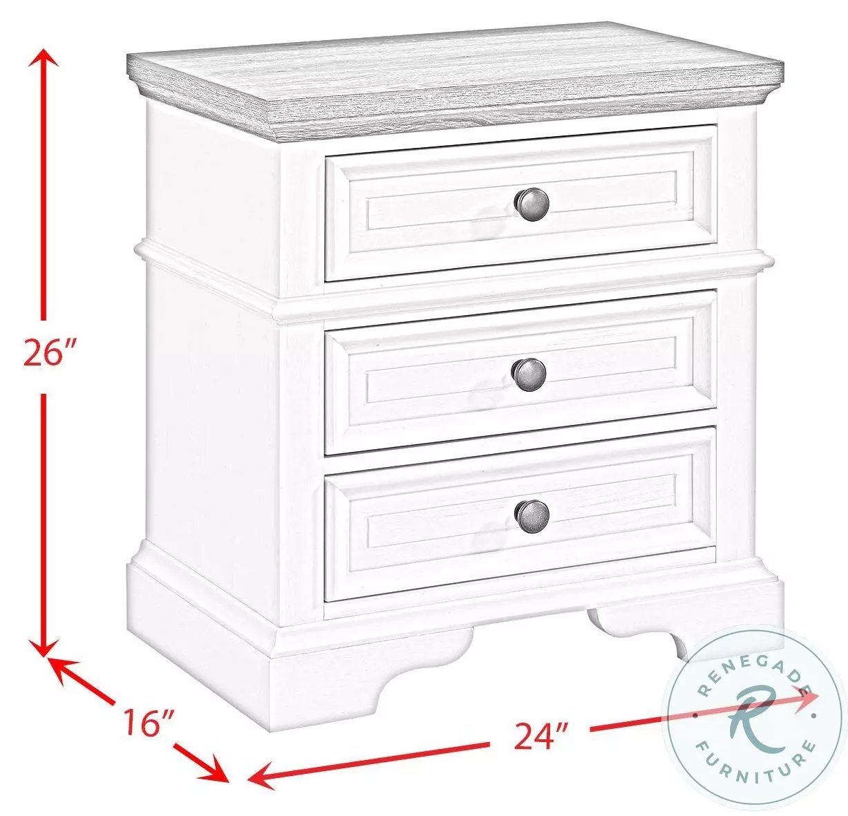 Ulysses Off White And Brown 3 Drawer Youth Nightstand
