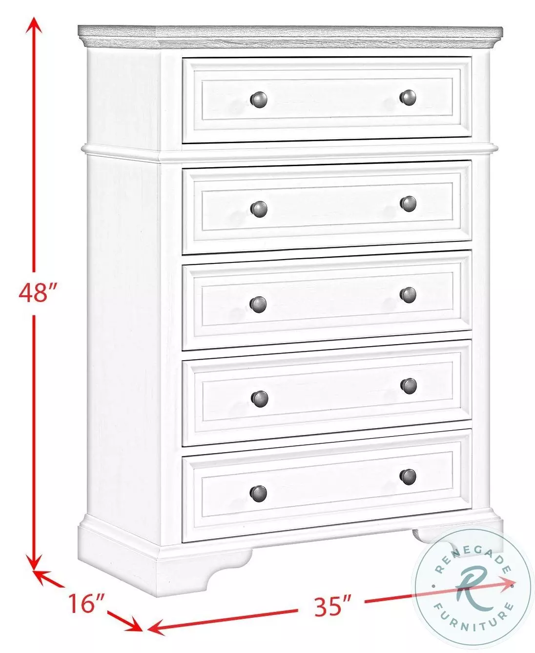 Ulysses Brown And Off White 5 Drawer Youth Chest