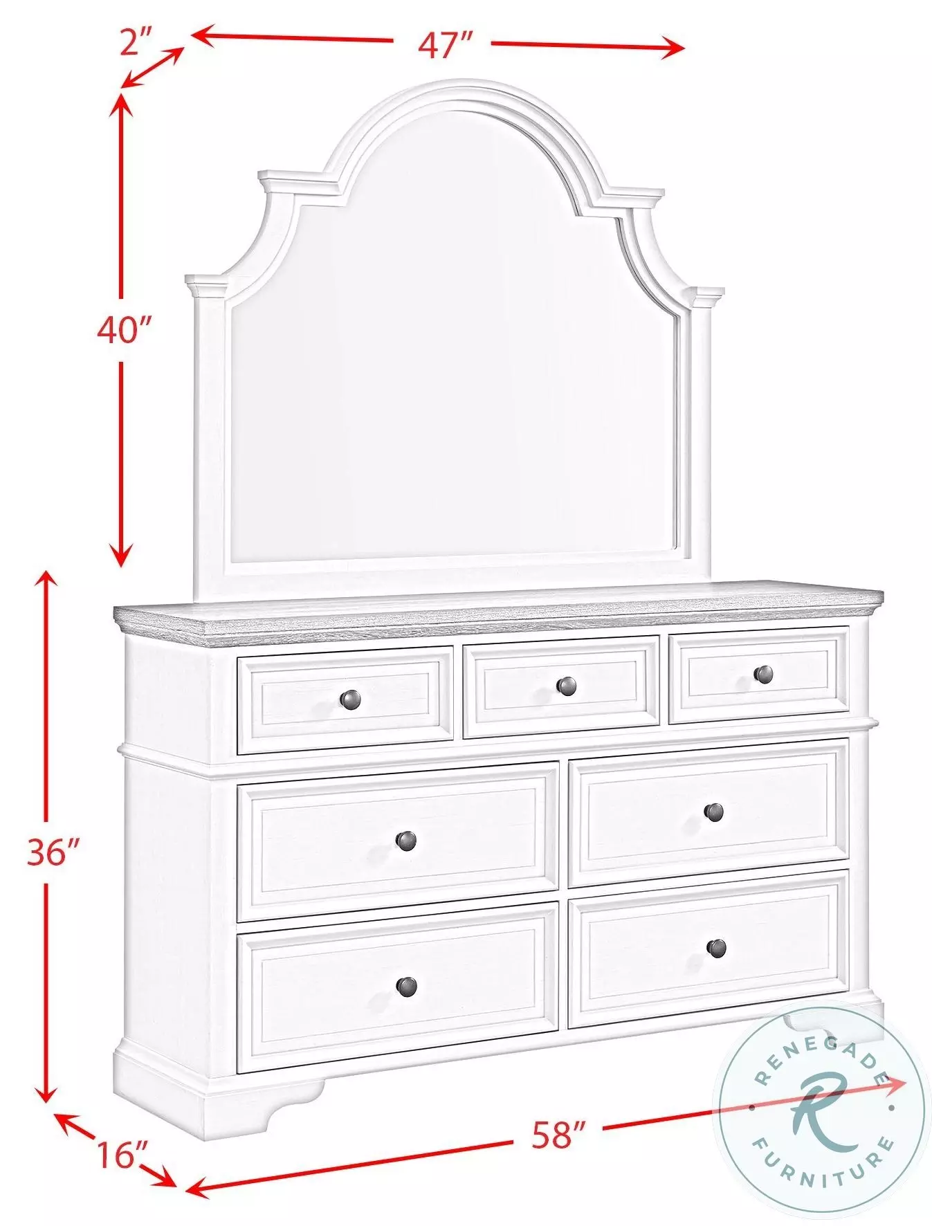 Ulysses Brown And Off White 7 Drawer Youth Dresser And Mirror