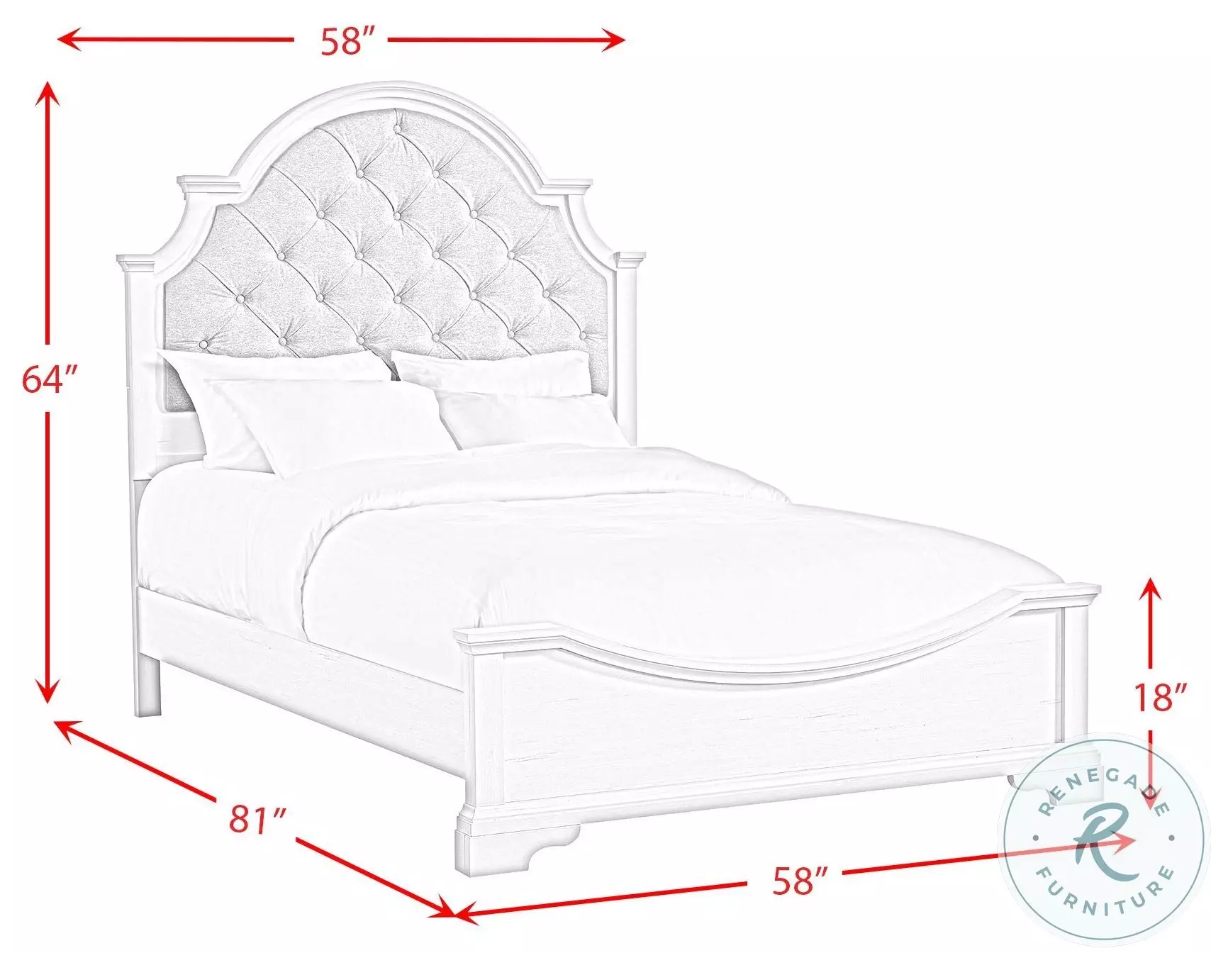 Ulysses Off White And Light Grey Full Upholstered Panel Bed