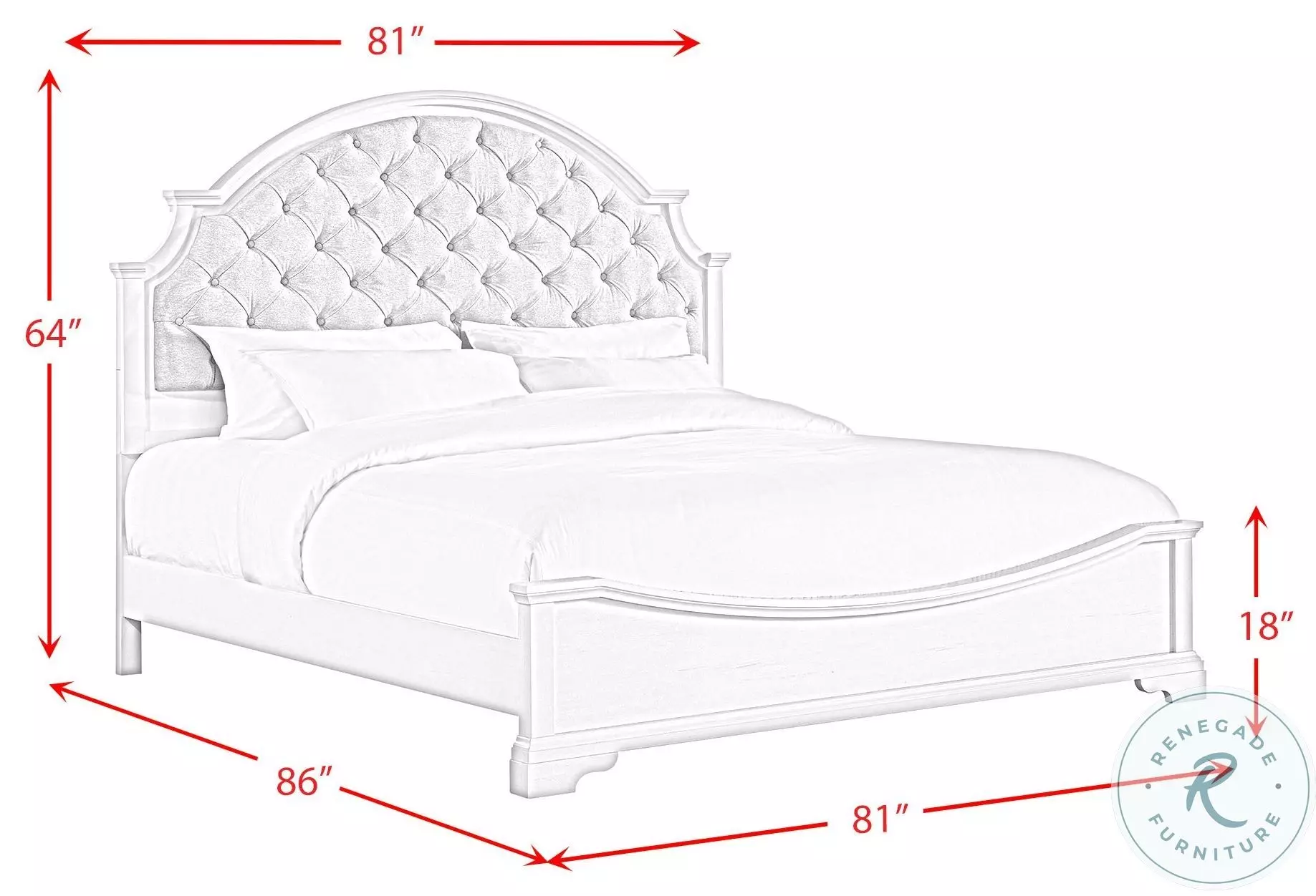 Ulysses Off White And Light Grey King Upholstered Panel Bed