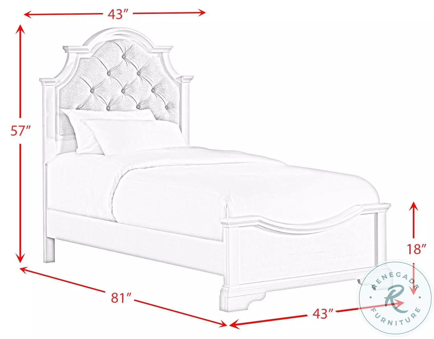 Ulysses Off White And Light Grey Twin Upholstered Panel Bed