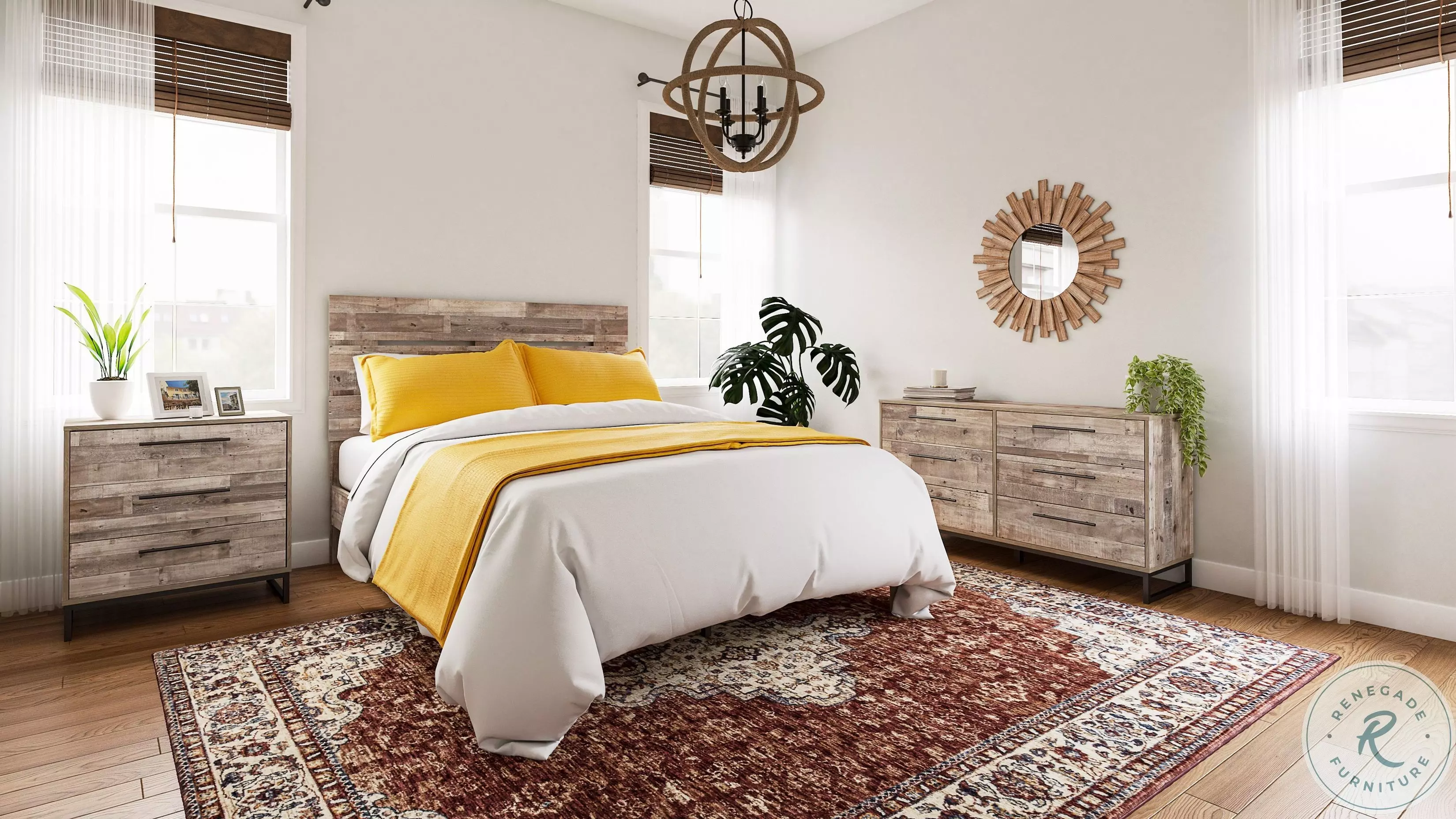 MEDIHEAL ROOMグレー ブラックLサイズ４点セット Neilsville Whitewash Platform Bedroom Set from Ashley