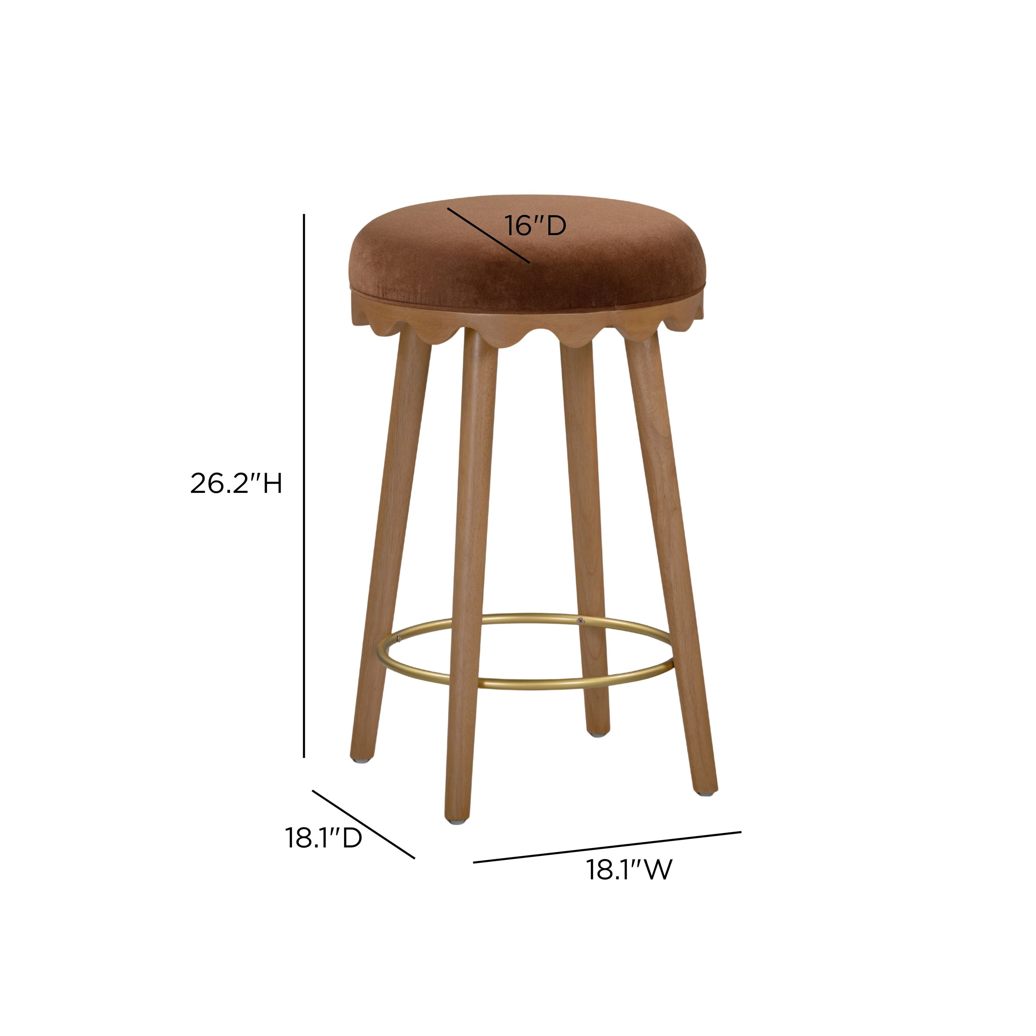 Oodle Light Walnut Performance Vegan Mohair Upholstered Counter Height Stool