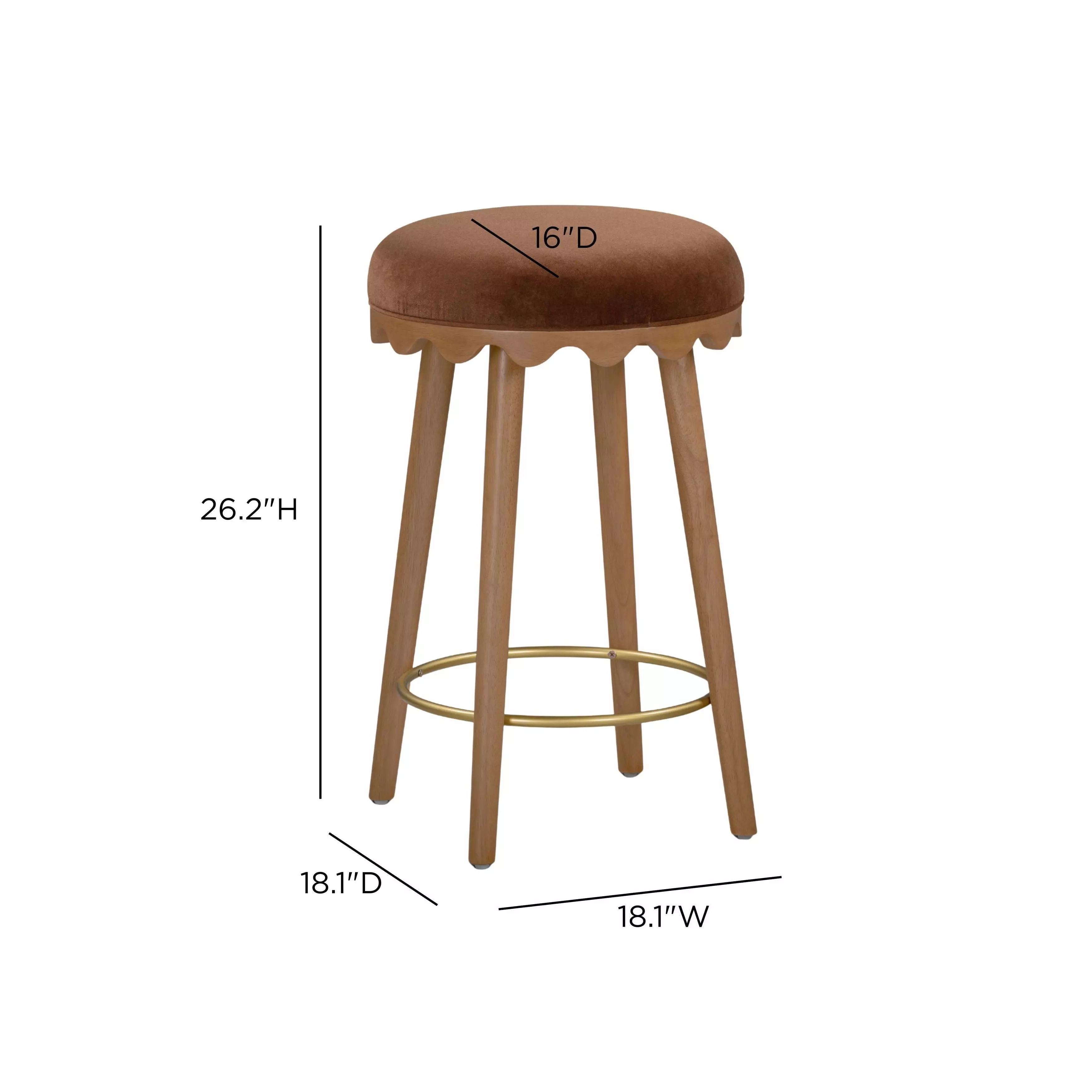 Oodle Light Walnut Performance Vegan Mohair Upholstered Counter Height Stool