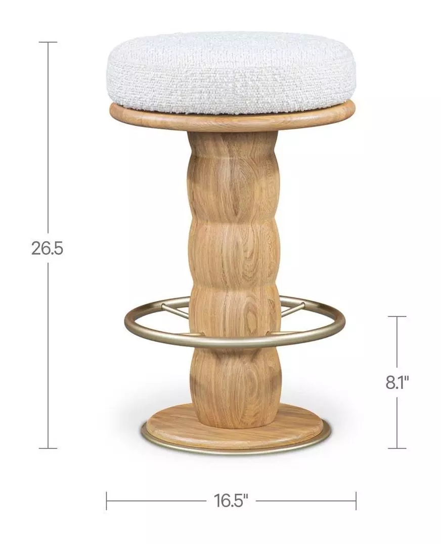 Nio White Mist Upholstered Swivel Counter Height Stool