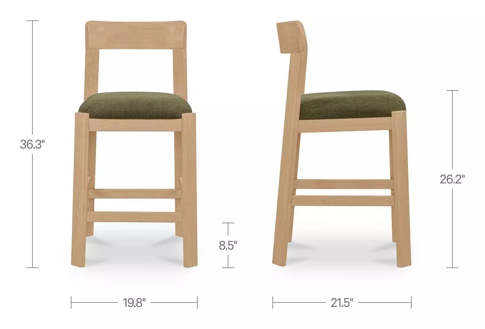 Oli Dark Green Upholstered Counter Height Stool