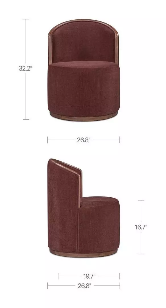 Rossi Berry Performance Fabric Upholstered Swivel Dining Chair