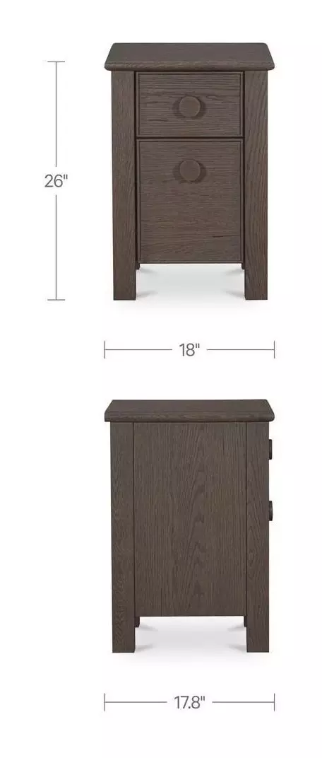 Loren Dark Brown 2 Drawer Small Nightstand