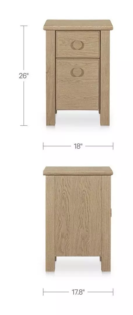 Loren Natural 2 Drawer Small Nightstand