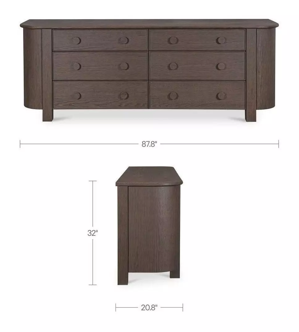 Loren Dark Brown 6 Drawer Dresser