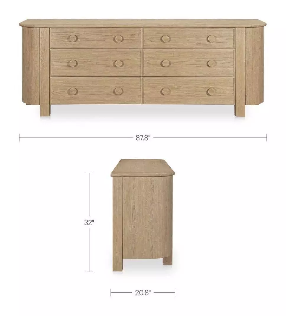 Loren Natural 6 Drawer Dresser