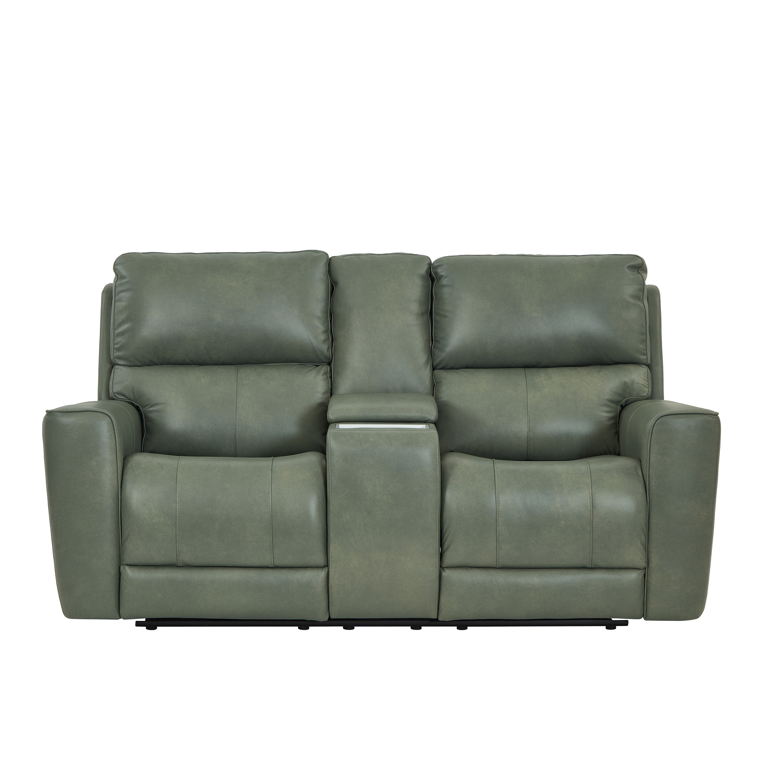Laredo Sage Moss Leather Power Reclining Console Loveseat with