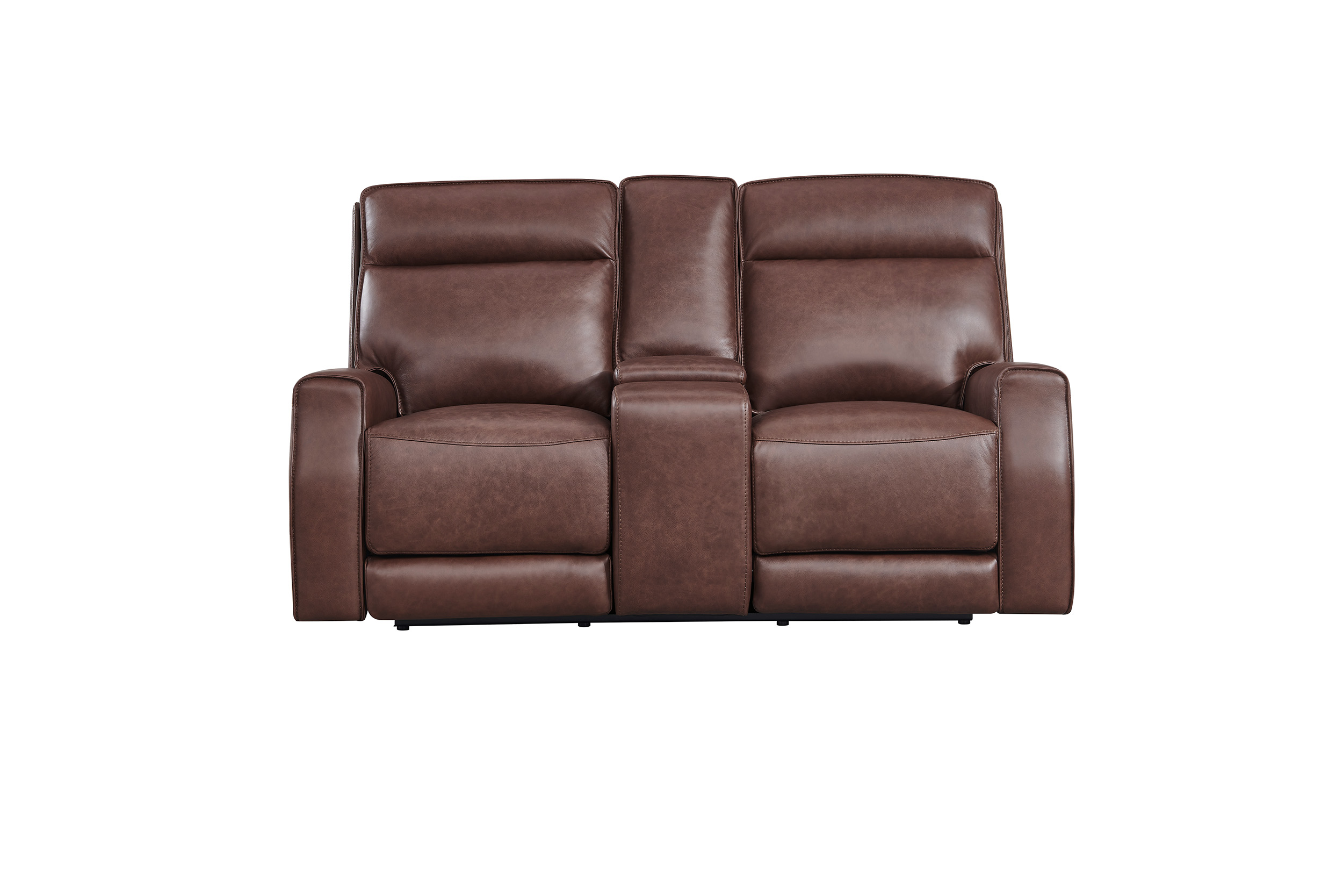Sylvenne Brown Heritage Leather Power Reclining Console Loveseat