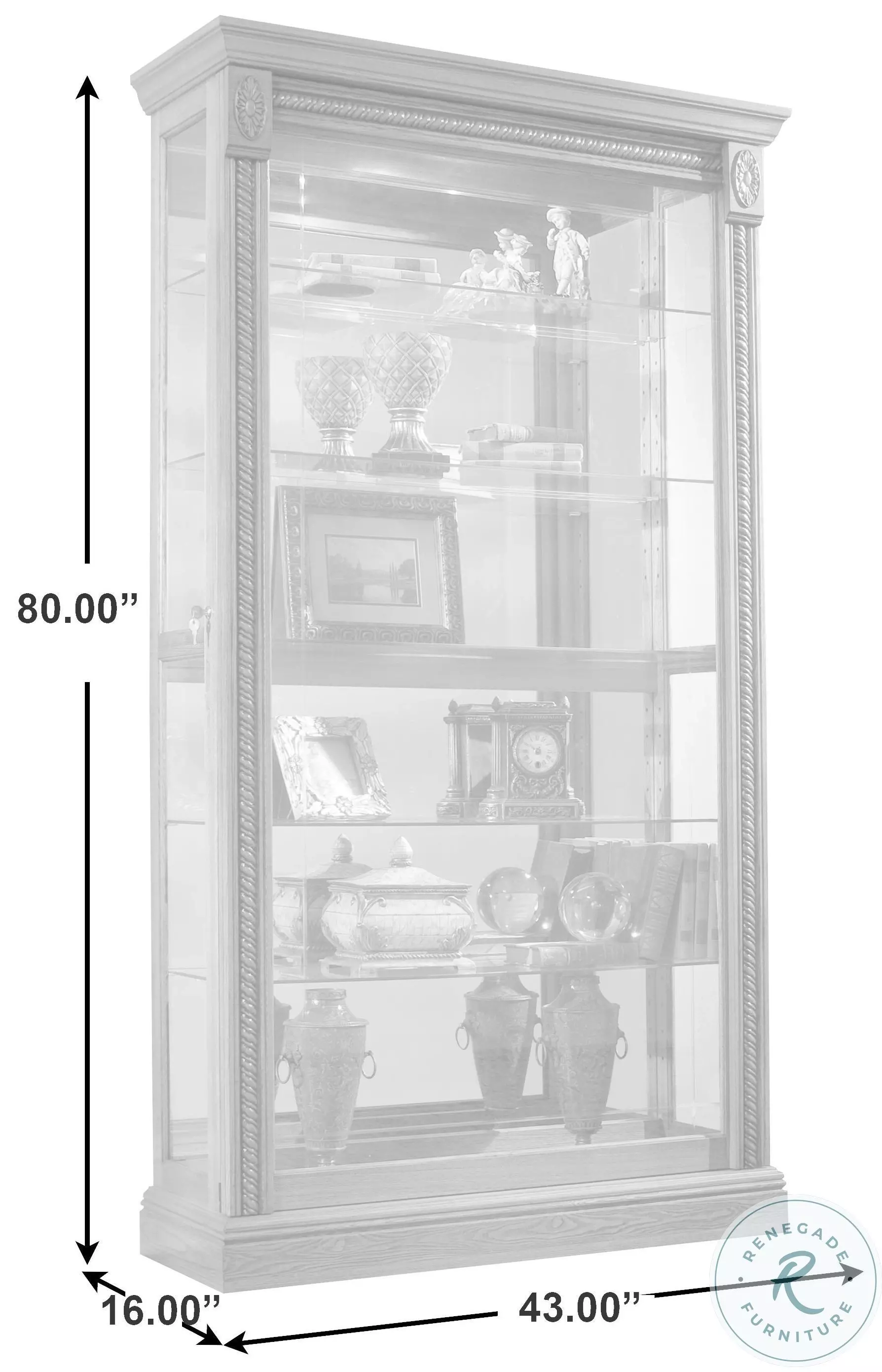 Ashland Warm Honey Brown Two Way Sliding Door Curio Cabinet