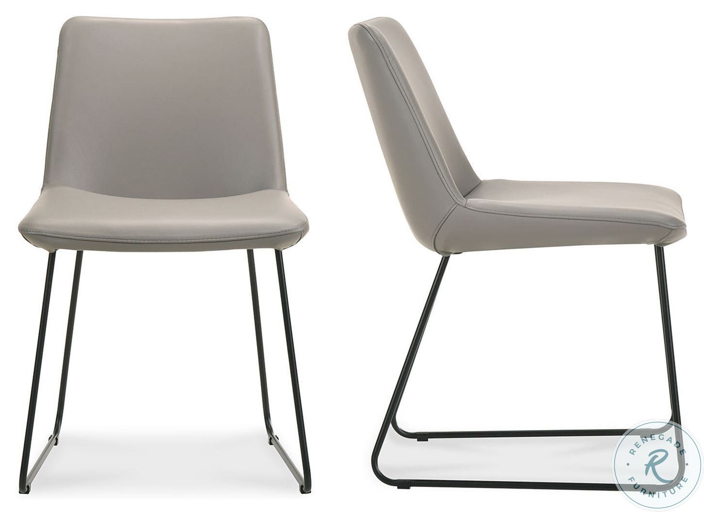 Villa Grey Leather Dining Chair Set Of 2 from Moes Home Coleman Furniture