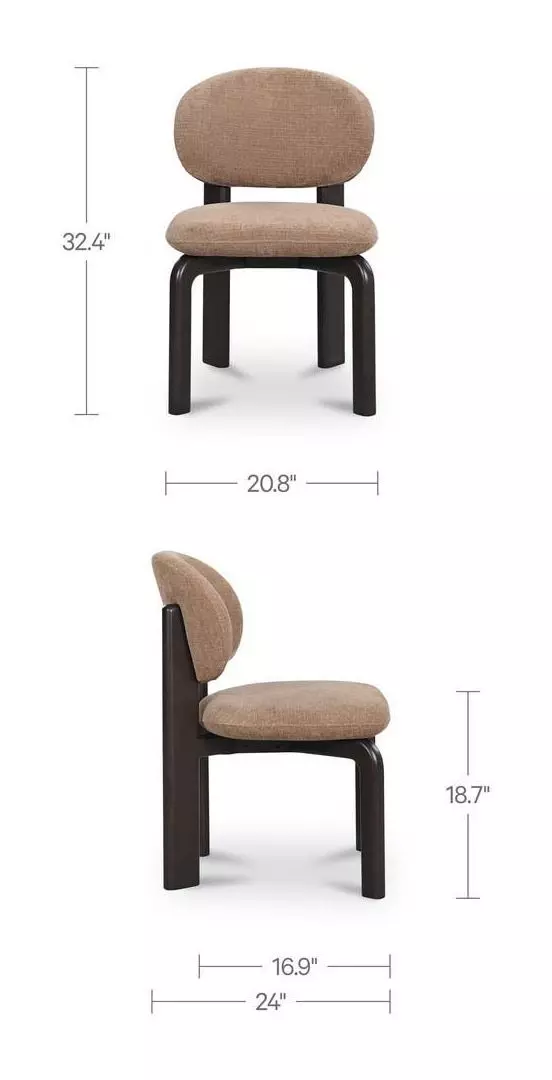 Sami Brown Performance Fabric Upholstered Dining Chair Set of 2