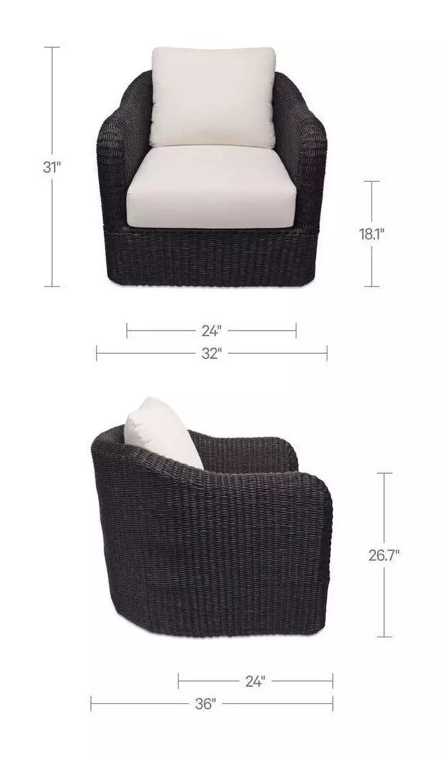 Bodhi Charcoal and White Upholstered Outdoor Swivel Accent Chair