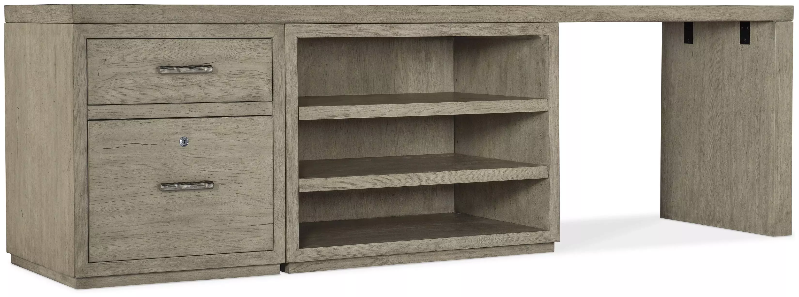 Linville Falls Soft Smoked Gray 96" Desk with File and Open Desk Cabinet