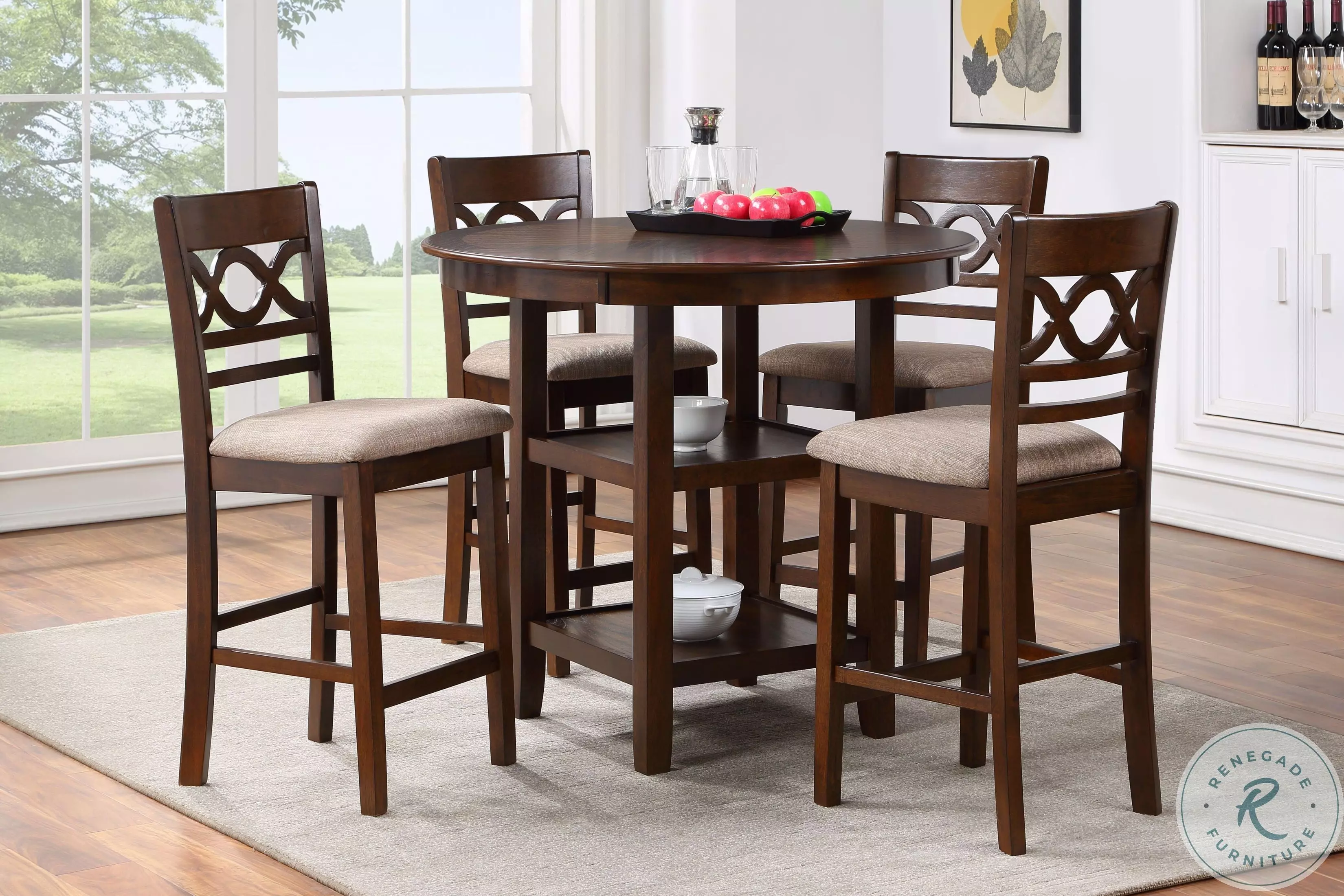 Cori Brown Cherry 5 Piece Counter Height Dining Set From New