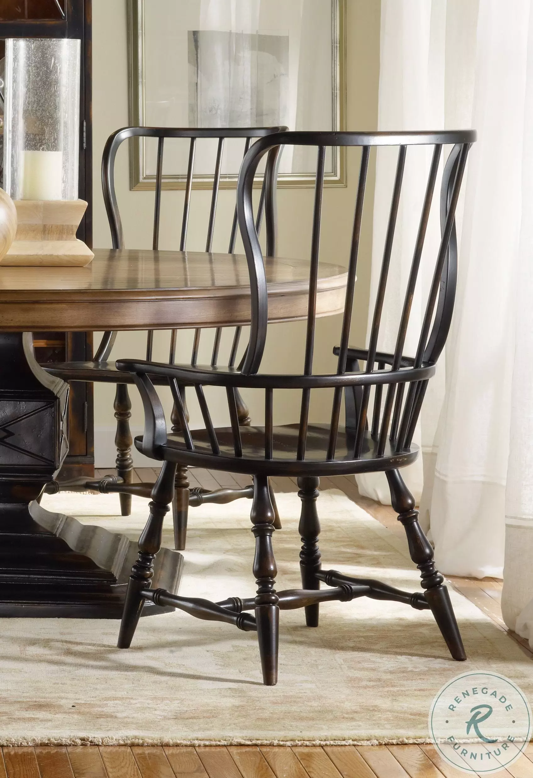 Sanctuary Ebony Spindle Arm Chair Set of 2 from Hooker | Coleman