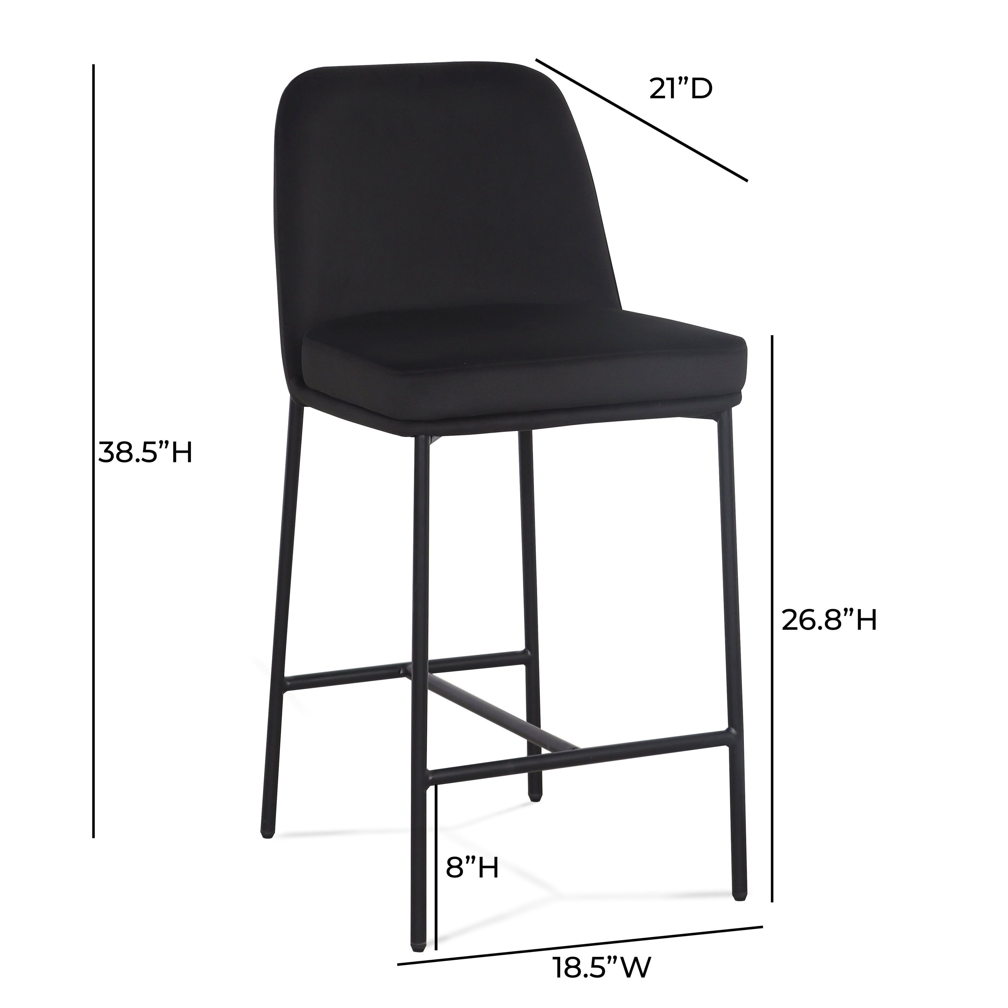 Sydney Black Performance Fabric Upholstered Counter Height Stool Set of 2