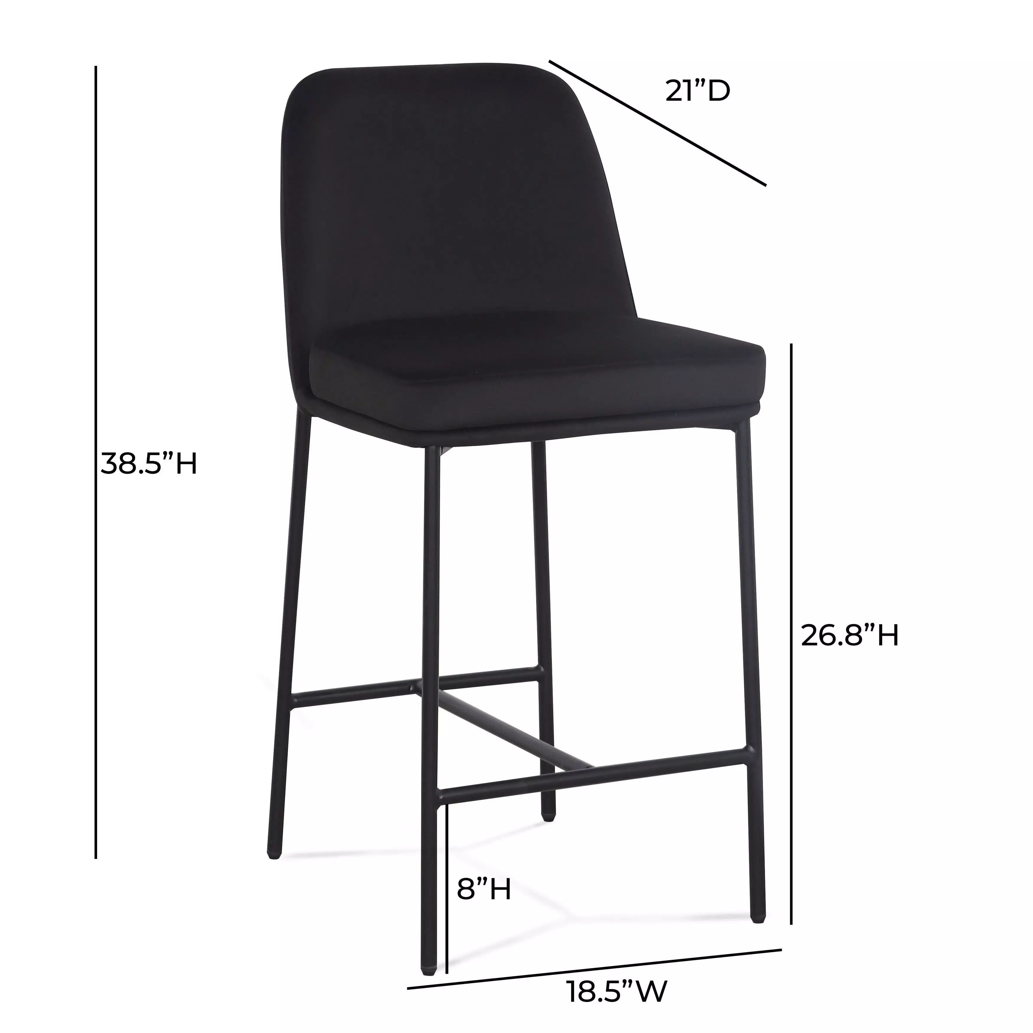 Sydney Black Performance Fabric Upholstered Counter Height Stool Set of 2