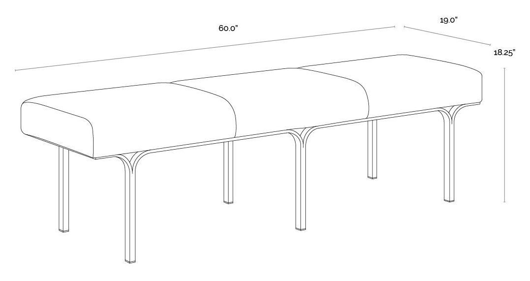 Nuvella Hailey Moon Upholstered 60" Accent Bench