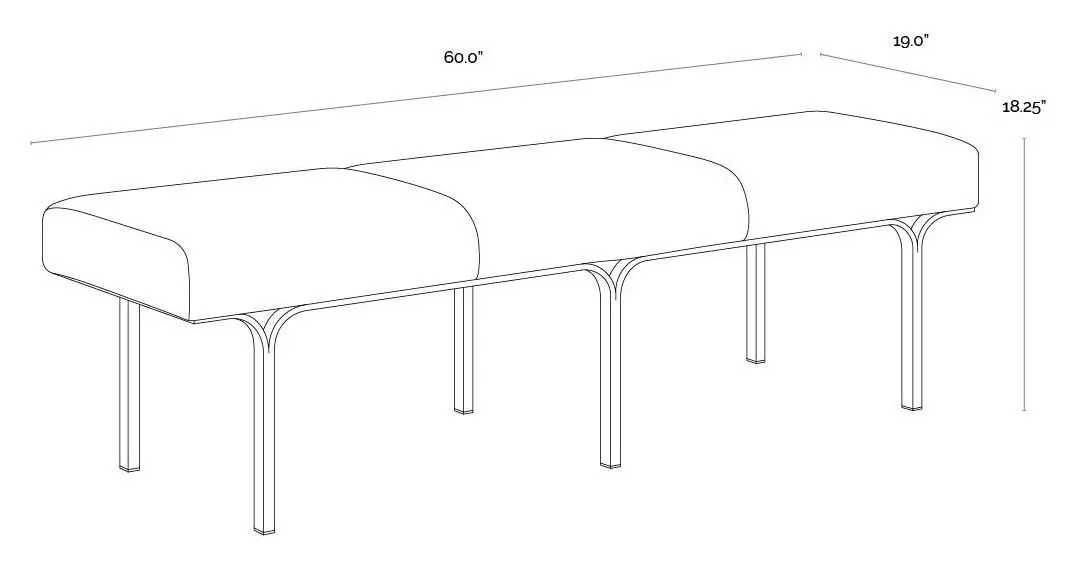 Nuvella Hailey Moon Upholstered 60" Accent Bench